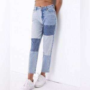 Pacsun Patch On Mom Jeans 28, straight jeans light wash dark wash high rise